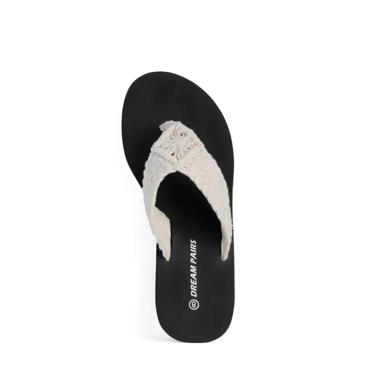 Woven Strap Platform Wedge Flip Flops