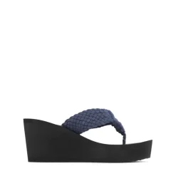 Woven Strap Platform Wedge Flip Flops