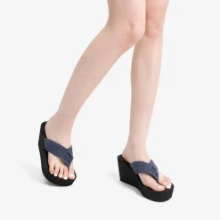Woven Strap Platform Wedge Flip Flops