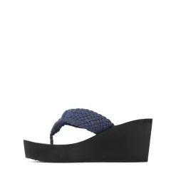 Woven Strap Platform Wedge Flip Flops