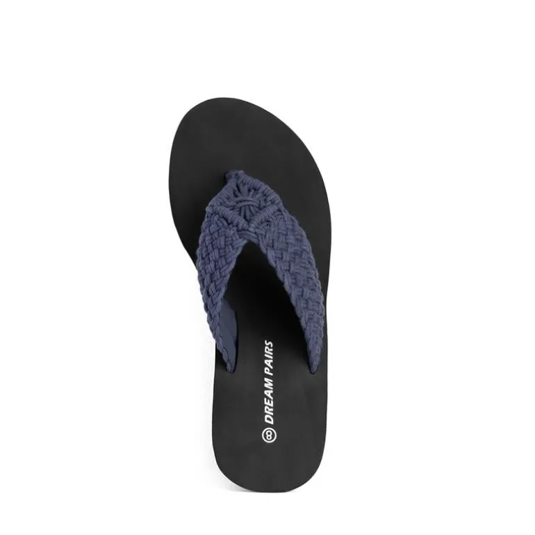 Woven Strap Platform Wedge Flip Flops