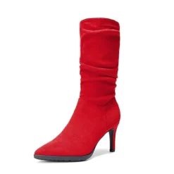 Wrinkle Design Pointed Toe Mid Calf Boots