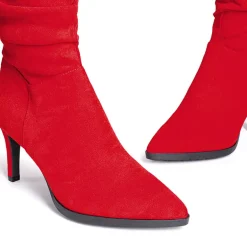 Wrinkle Design Pointed Toe Mid Calf Boots