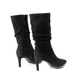 Wrinkle Design Pointed Toe Mid Calf Boots