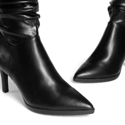 Wrinkle Design Pointed Toe Mid Calf Boots