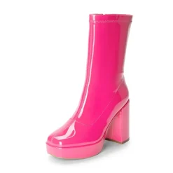Y2K Square Toe Platform Mid-calf Boots