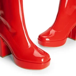 Y2K Square Toe Platform Mid-calf Boots