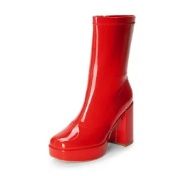 Y2K Square Toe Platform Mid-calf Boots