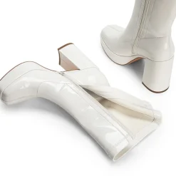 Y2K Square Toe Platform Mid-calf Boots