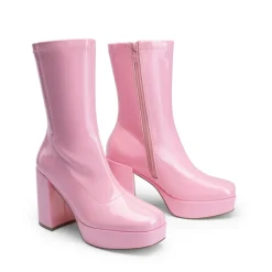 Y2K Square Toe Platform Mid-calf Boots