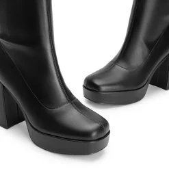 Y2K Square Toe Platform Mid-calf Boots