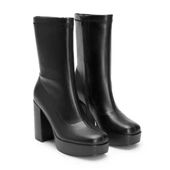 Y2K Square Toe Platform Mid-calf Boots