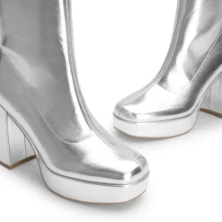 Y2K Square Toe Platform Mid-calf Boots