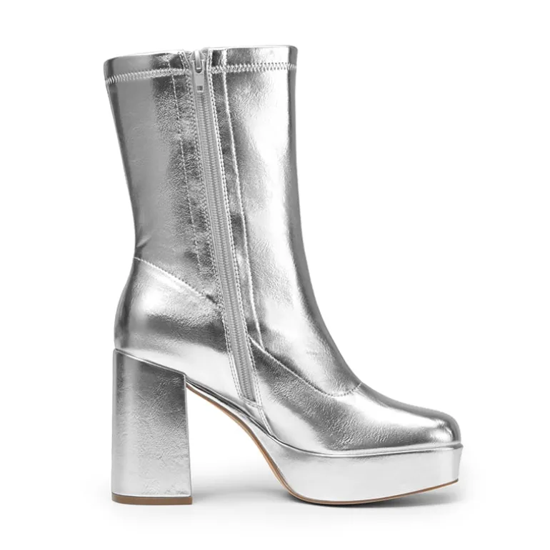 Y2K Square Toe Platform Mid-calf Boots