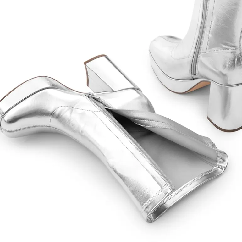 Y2K Square Toe Platform Mid-calf Boots
